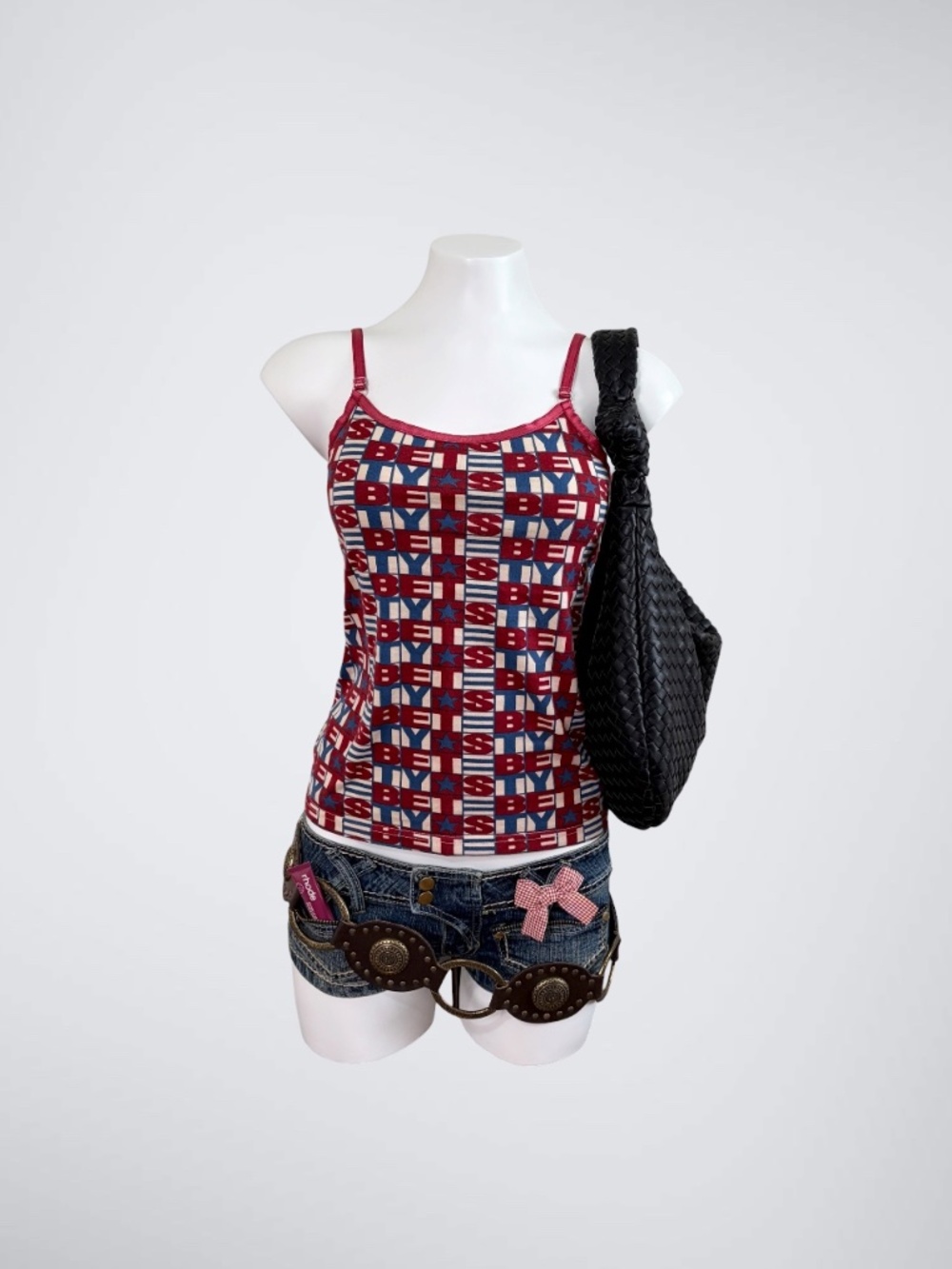 VTG Y2K Betty’s Blue Stars & Stripes Monogram Cami Top | Japanese Brand